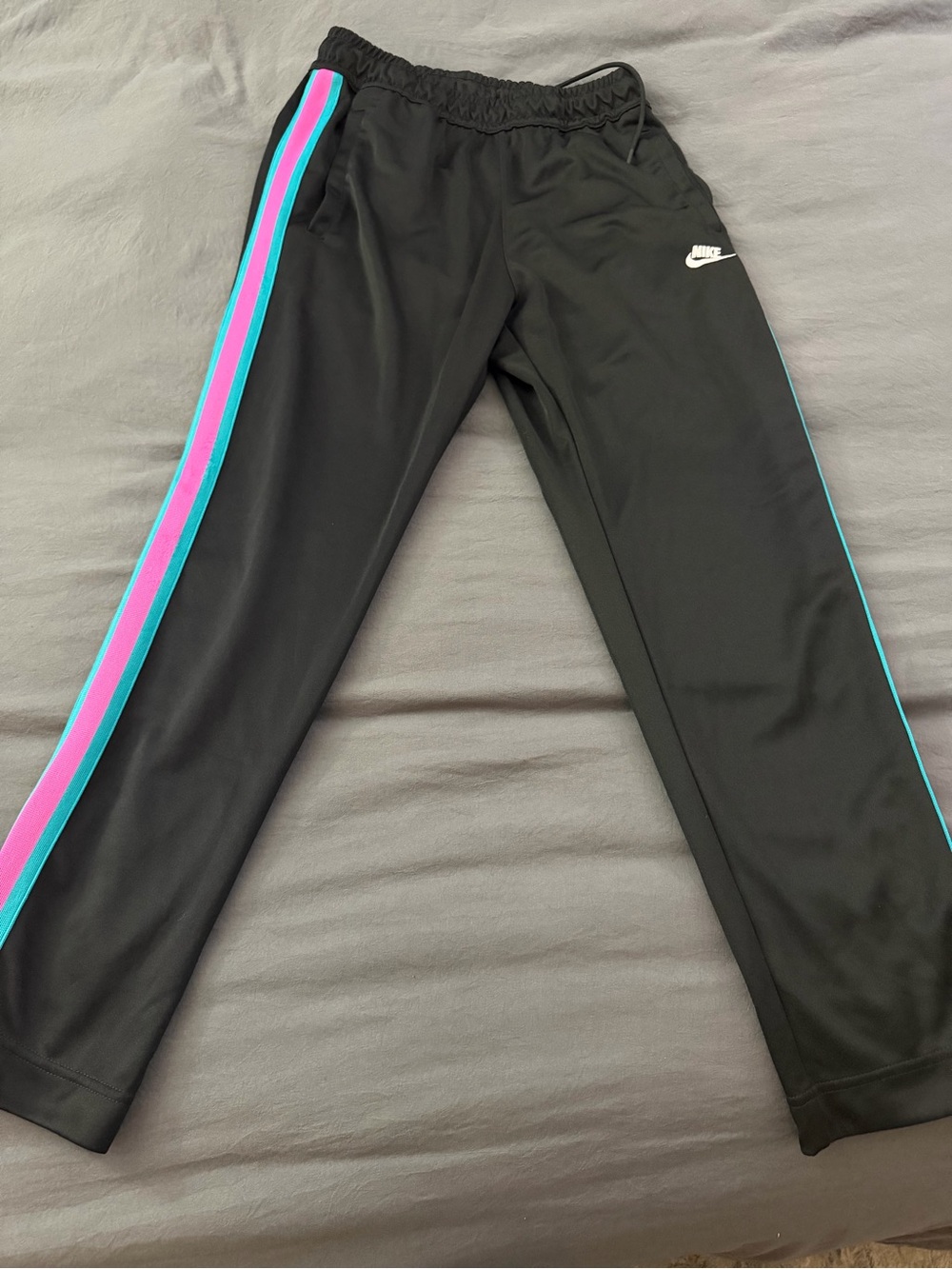 Nike Black Joggers with Pink & Teal Side Stripes